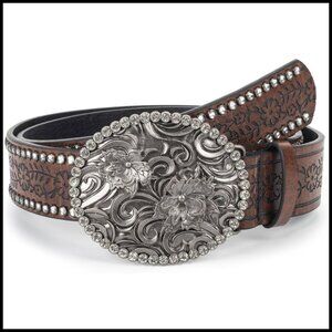 Western Belt Rhinestone Cowgirl PU Leather Adjustable Vintage Style Accessory